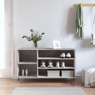 vidaXL Mueble Zapatero Madera Contrachapada Gris Hormig&oacute;n 102x36x60 Cm Vidaxl