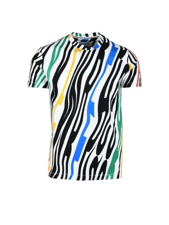 Dirk Bikkembergs Multicolor Abstract Stripe Crew Neck T-Shirt