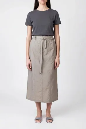 Brunello Cucinelli Oliva Cotton Blend Midi Skirt With Tie, Brand Size 46 (US Size 12)