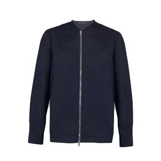 low brand Light Jackets, male, Blue, Size: 2XL Collarless Zip-up Jacket