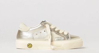 Golden Goose Boys May Gold Laminated Leather Trainers