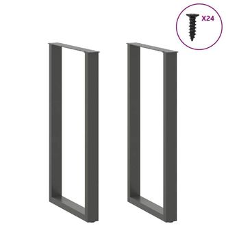 Berkfield Home Modern Coffee Table Legs U-Shaped 2 pcs Anthracite 60x(110-111) c in Dark Grey