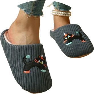 Generic Slippers for Women Memory Foam Cozy Cat Slippers Indoor Warm Soft Sole Lightweight Quiet Comfortable Indoor Fluffy House Shoes with Non Slip Plush Hom