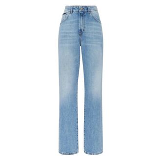 Philipp Plein Straight Fit Jeans - Dames - Regular Fit Jeans - Blauw - W27 - Katoen - Jeans