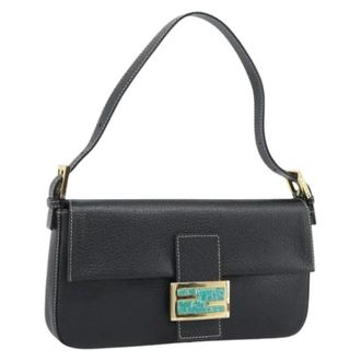 Fendi Pre-owned Vintage Leren Schoudertas - Dames - Pre-owned - Zwart - Maat: ONE Size Leer