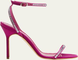 Manolo Blahnik Crinastra Crystal Ankle-Strap Sandals