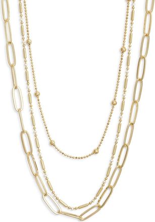 Nordstrom Set of 2 Enamel Dot Chain Layered Necklaces in White- Gold at Nordstrom