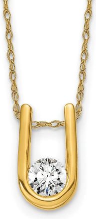 Diamond2Deal 14k Yellow Gold 1/3 Ct Lab Grown Diamond U-Shape Pendant Necklace 18