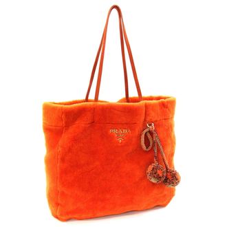 Prada Orange Suede Leather Tote Bag (Pre-Owned)