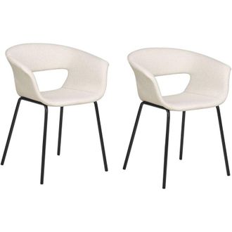 Beliani Beliani - Set di 2 sedie moderne Sedute imbottite Gambe in metallo per sala da pranzo cucina beige Abilene