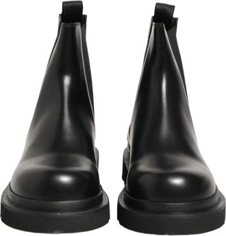 Dolce & Gabbana Black Chelsea Boots Leather Slip On Men Shoes