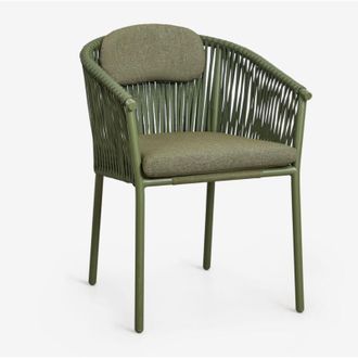 Sklum Silla De Comedor Apilable Con Reposabrazos En Aluminio Y Cuerda Trenzada Ondina Sklum