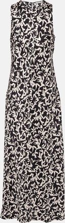 Asceno Valencia printed silk twill maxi dress
