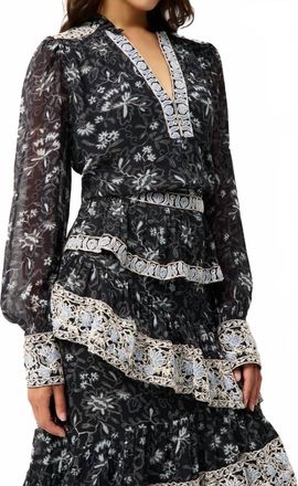 Marie Oliver Brielle Ruffle Blouse In Blue