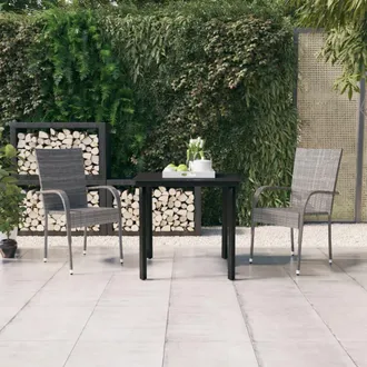 vidaXL Juego De Comedor Para Jard&iacute;n 3 Piezas Gris Y Negro Vidaxl