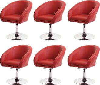 Hhg Lote De 6 Sillas De Comedor Hhg 247, Silla De Cocina Silla Giratoria Silla De Sal&oacute;n, Giratoria Regulable En Altura, Imitaci&oacute;n De Cuero Rojo