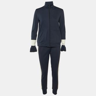 Ganni Ganni Navy Blue Striped Detail Jersey Presbourg Track Suit Set