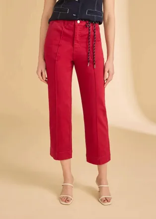 FDJ Suzanne Straight Crop Pants In Lava Red