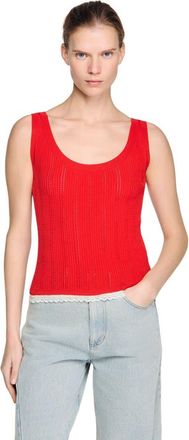 Sandro Knit and lace top in Red at Nordstrom, Size X-Small