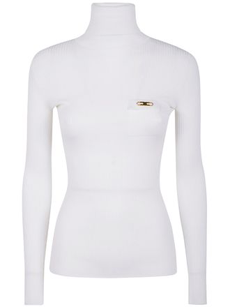 Elisabetta Franchi Turtleneck Ribbed T-Shirt