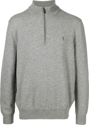 Polo Ralph Lauren logo-embroidered knitted jumper - men - Wool - S - Grey