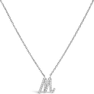 House of Brilliance 10K Gold Diamond Accent A-Z Initial Script Style Pendant Necklace