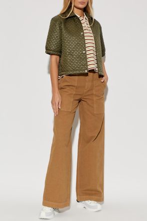 Moncler Short Polo With Logo, Womens, Beige