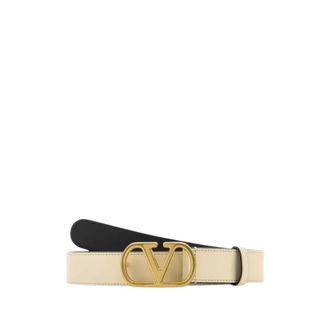 Valentino Garavani Belts, female, White, Size: 75 CM Leather Belt with Logo