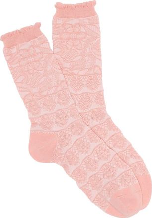 Natori Lace Trellis Crew Socks in Blush at Nordstrom