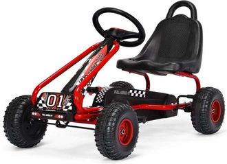 Costway Go Kart Coche De Pedal Para Ni&ntilde;os Con Asiento Ajustable Y Freno De Mano Juguete Infantil Carga Hasta 30kg Rojo - Costway
