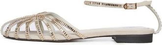 Cesare Gaspari Crystal Arc Flat Sandalen - Dames - Sandalen - Grijs - 39 EU - Leer - Schoenen