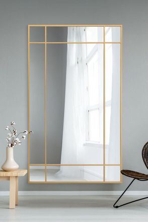 MirrorOutlet Gold Contemporary Wall & Leaner Mirror 79 X 47 (200 x 120CM) | Size: 1 Pack