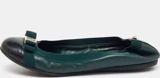 Carolina Herrera Green/black Patent And Leather Bow Ballet Flats