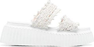 AGL White Lara Synthetic Platform Wedge Sandals