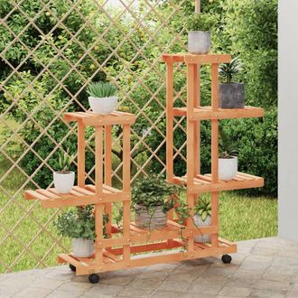 vidaXL Vidaxl - Soporte De Flores Con Ruedas Madera Maciza Abeto 95x25x101 Cm