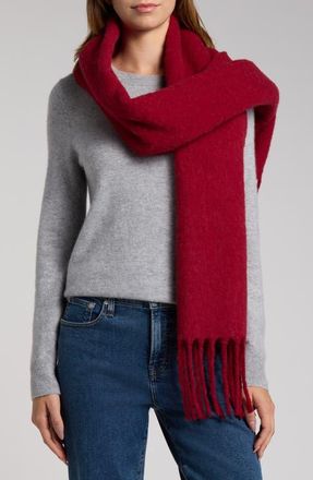 Nordstrom Wool & Alpaca Blend Fringe Scarf in Red Karanda at Nordstrom