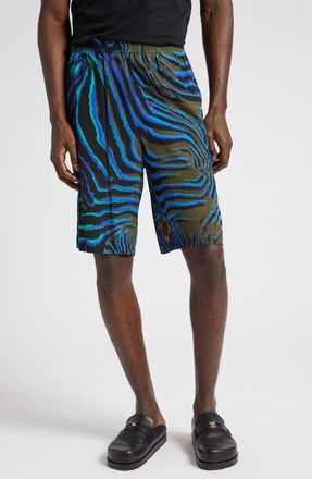 Versace Zebra Print Shorts in Khaki Multicolor at Nordstrom, Size 30 Us