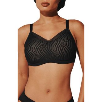 Thirdlove 24/7 Classic Wireless Crossover Lace Minimizer in Black at Nordstrom, Size 36C