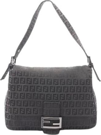 Fendi Pre-owned Mamma Baguette Zucchino Canvas Shoulder Bag - - Pre-owned - Donna - Grigio - ONE SIZE