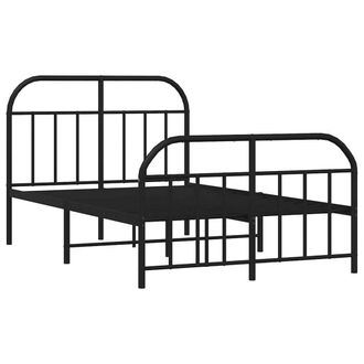 Berkfield Home Metal Bed Frame with Headboard & Footboard Black 180x200 cm Sup | Size: Small Double