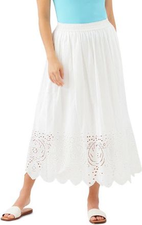 Karen Kane Embroidered Eyelet Cotton Midi Skirt in Off White at Nordstrom, Size X-Small P