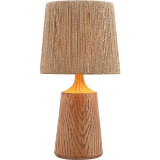 Jonathan Y Designs Highland Cottage Tapered Resin/Metal LED Table Lamp with Paper Rope Shade in Brown Wood Finish at Nordstrom