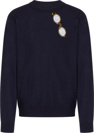Moschino Navy Blue Silk-Nylon Sweater