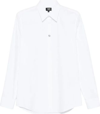 Fendi Camicia in cotone con logo - Bianco