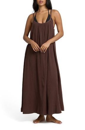 Billabong Good Feels Low Back Maxi Cover-Up Sundress in Teak at Nordstrom, Size X-Small