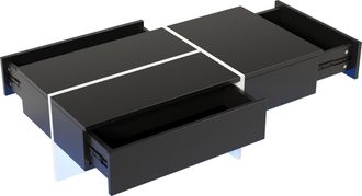 STILVORA Mesa De Centro Con 3 Cajones Y Led Controlado Por App, Acabado Brillo, En Tablero De Part&iacute;culas, Negro, 100&times;50&times;34,5 Cm