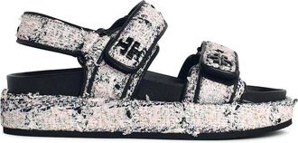 Tory Burch Kira Leather And Fabric Sports Sandals