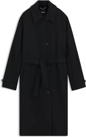 BOSS Belted wool-blend coat in a relaxed fit