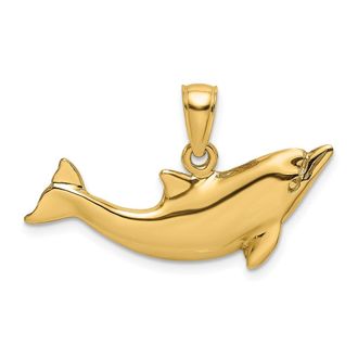 Diamond2Deal 10k Yellow Gold 2-D Polished Dolphin Charm Pendant