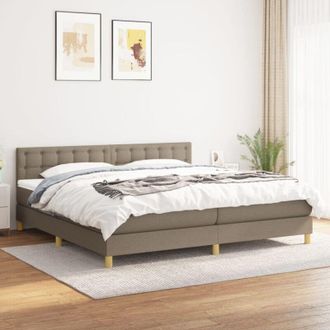vidaXL Vidaxl - Cama Box Spring Con Colch&oacute;n Tela Gris Taupe 200x200 Cm